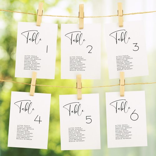 Elegant  modern black white seating chart cards