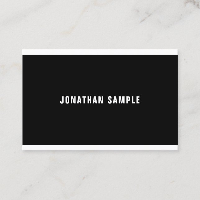 Elegant Modern Black White Sleek Design Luxury Business Card (Front)