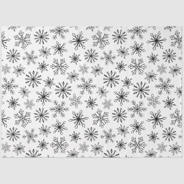 Elegant Modern Black White snowflakes Pattern  Tissue Paper (Front)