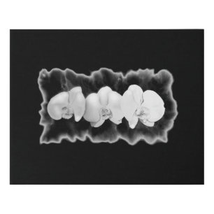 Elegant modern black white watercolor floral faux canvas print