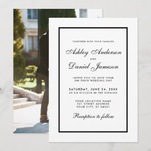 Elegant Modern Black & White Wedding Invite Photo