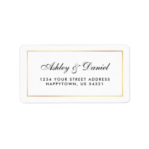 Elegant Modern Black White Wedding Label