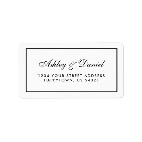 Elegant Modern Black  White Wedding Label