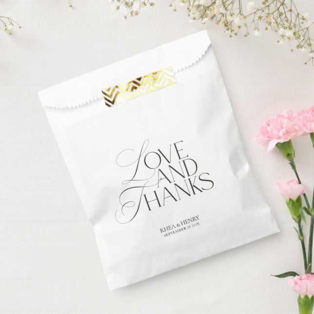 Elegant Modern Black & White Wedding Welcome  Favor Bag (Sealed)