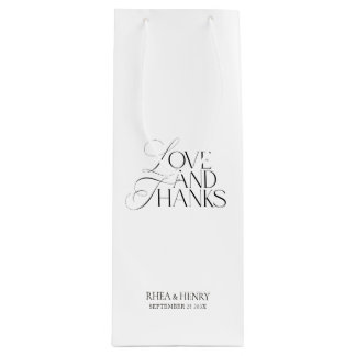Elegant Modern Black & White Wedding Welcome  Wine Gift Bag