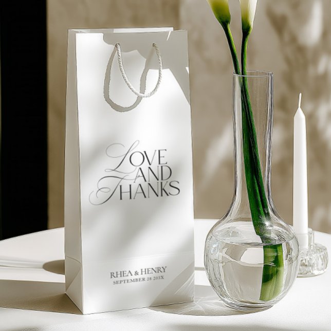 Elegant Modern Black & White Wedding Welcome  Wine Gift Bag (Elegant Modern Black & White Wedding Welcome Wine Gift Bag)