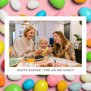 elegant Modern Blessing Easter family One photo Holiday Card