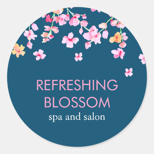 Elegant Modern Blossom Classic Round Sticker | Zazzle
