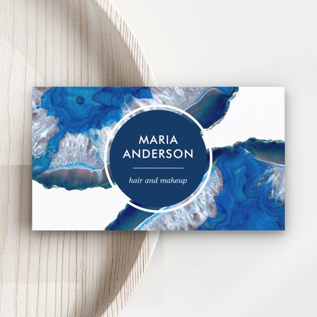 Elegant Modern Blue Agate Geode Gemstone Business Card (Creator Uploaded)