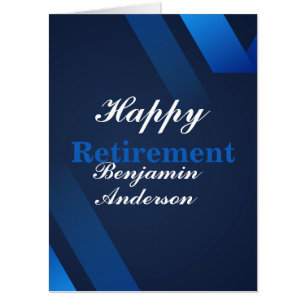 Elegant Modern Blue and White Happy Retirement big Card