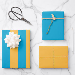 Elegant, Modern Blue and Yellow All-Occasion Wrapping Paper Sheets
