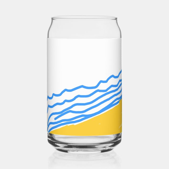 Elegant Modern Blue Beach Waves Can Glass (Front)