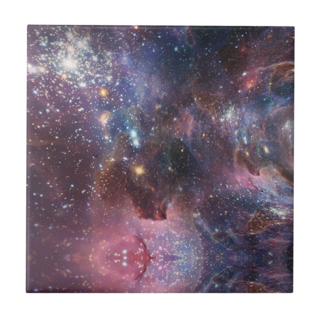 Elegant Modern Blue Black Pink Space Landscape Ceramic Tile (Front)