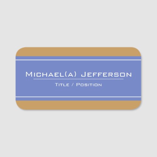 Elegant Modern Blue  Brown Professional Looking Name Tag