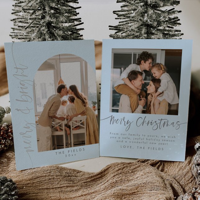 Elegant Modern Blue Christmas Photo Cards (Creator Uploaded)