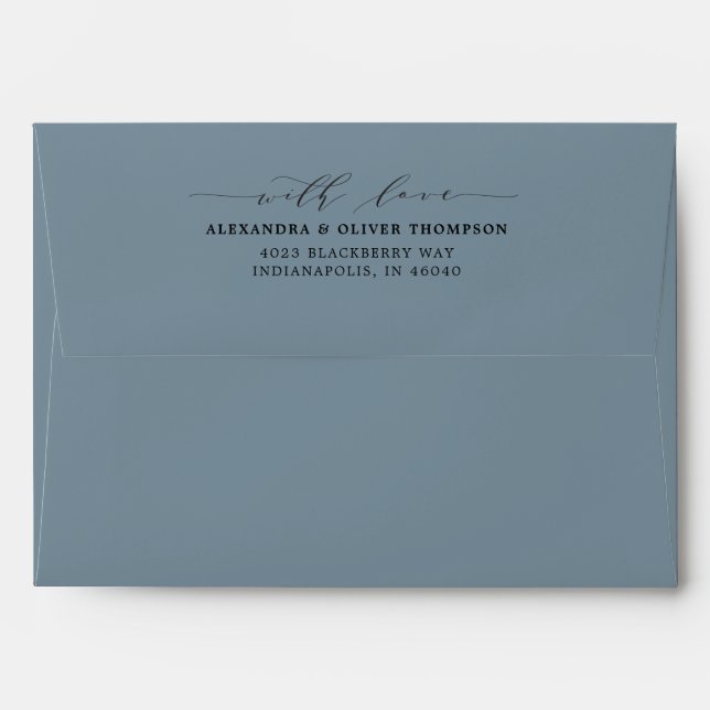 Elegant Modern  Blue Floral Pre-Addressed Envelope (Back (Top Flap))