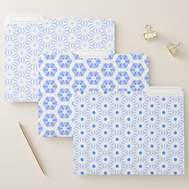 Elegant Modern Blue Geometric File Folders (Set)