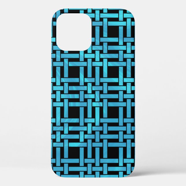 Elegant Modern Blue Gradient Basket Weave Pattern Case-Mate iPhone Case (Back)