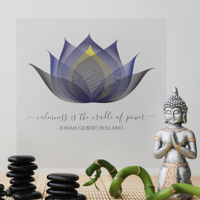 Elegant Modern Blue Lotus Flower With Custom Quote Wall Decal (Creator Uploaded)