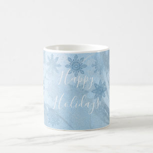 Elegant modern blue marble snowflake pattern coffee mug