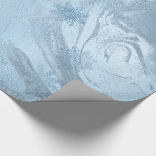 Elegant modern blue marble snowflakes Christmas Wrapping Paper