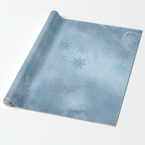 Elegant modern blue marble snowflakes Christmas Wrapping Paper