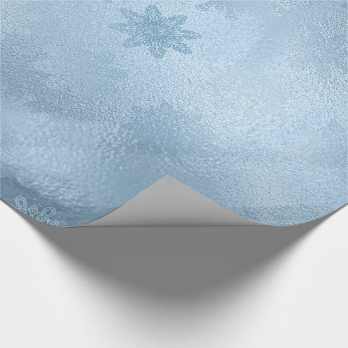 Elegant modern blue marble snowflakes Christmas Wrapping Paper