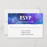 Elegant Modern Blue Purple Galaxy Bat Bar Mitzvah RSVP Card<br><div class="desc">Elegant purple and blue bat bar mitzvah rsvp cards that can be effortlessly personalized for your celebration! The 2 color modern neon universe design created by Raphaela Wilson can fit into any b'not / b'nai mitzvah plans too. By personalizing these cool galaxy bar bat mitzvah rsvp cards further, additional layers...</div>