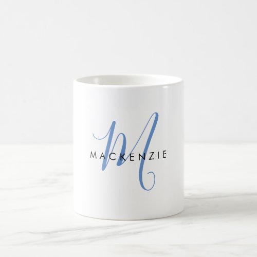 Elegant Modern Blue Script Monogram Coffee Mug