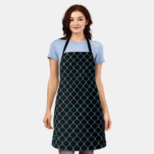 Elegant Modern Blue Teal Fence Chain Pattern Apron