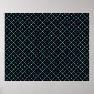 Elegant Modern Blue Teal Fence Chain Pattern   Poster