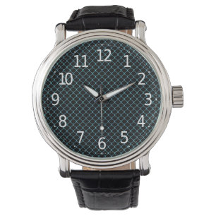 Elegant Modern Blue Teal Fence Chain Pattern   Watch