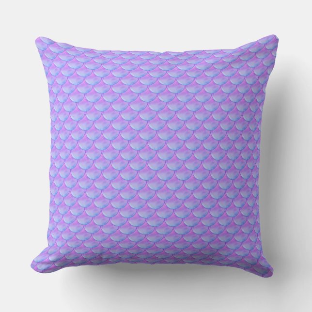 Elegant Modern Blue & Violet Mermaid Throw Pillow (Front)