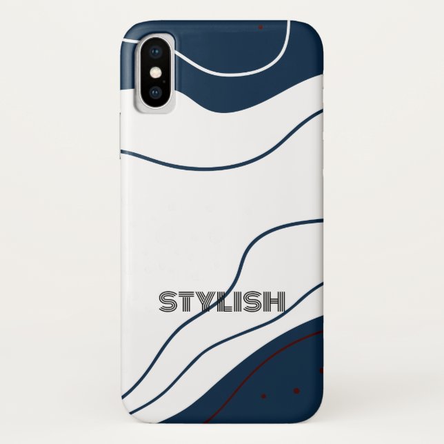 Elegant  & Modern Blue & White  Case-Mate iPhone Case (Back)