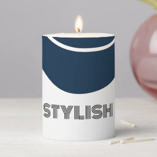 Elegant  & Modern Blue & White  Pillar Candle