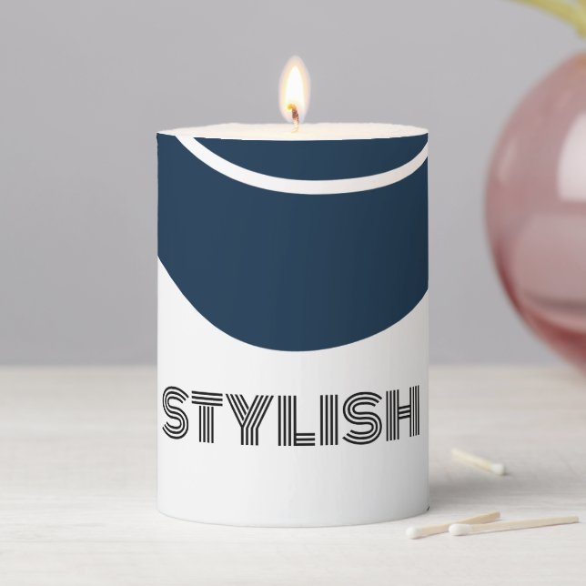 Elegant  & Modern Blue & White  Pillar Candle (In Situ)