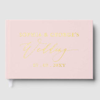 Elegant Modern Blush and Gold Wedding Foil Guest Book