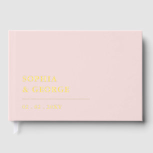 Elegant Modern Blush and Gold Wedding Foil Guest Book