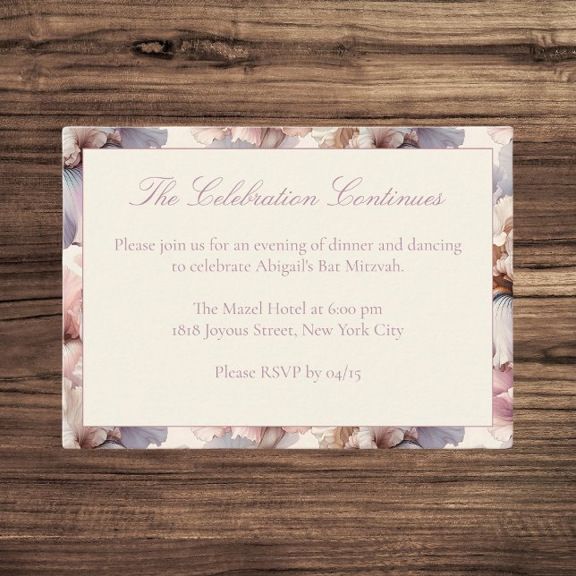 Elegant Modern Blush Bat Mitzvah Party Details  Enclosure Card (Creator Uploaded)