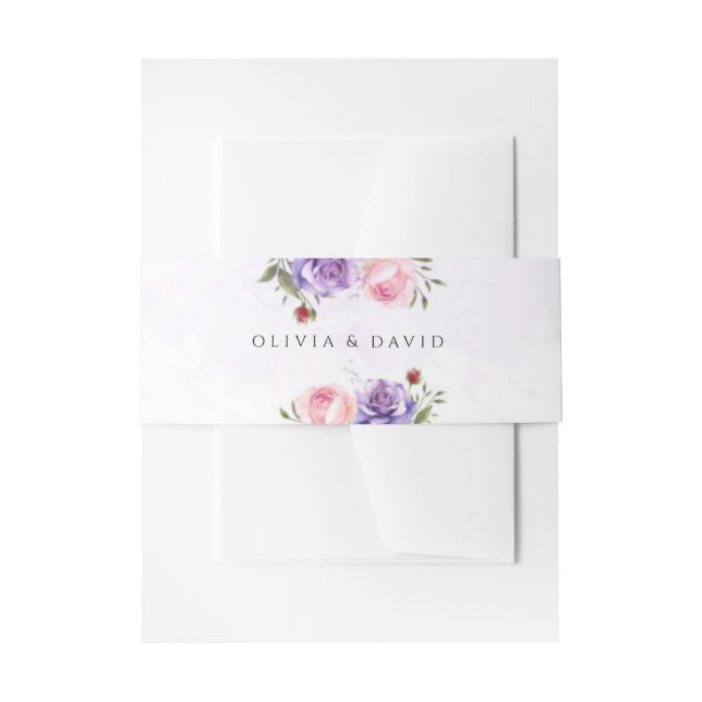 Elegant Modern Blush Floral Wedding Invitation Belly Band (Front Example)