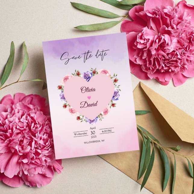 Elegant Modern Blush Floral Wedding Save The Date (Creator Uploaded)