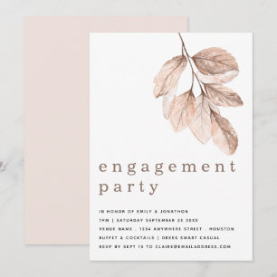 Elegant Modern Blush Leaves Engagement Party Invitation