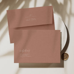 Elegant Modern Blush Pink A7 Wedding Invitation En Envelope