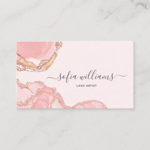 Elegant Modern Blush Pink Agate  Business Card