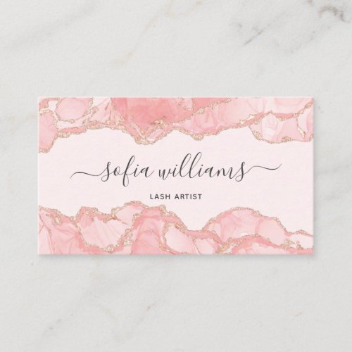 Elegant Modern Blush Pink Agate  Business Card