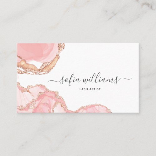 Elegant Modern Blush Pink Agate  Business Card