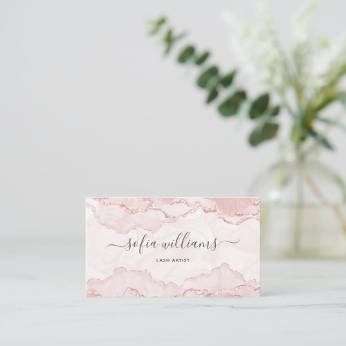 Elegant Modern Blush Pink Agate  Business Card