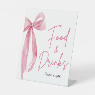Elegant Modern Blush Pink Bow Food and Drinks Sign