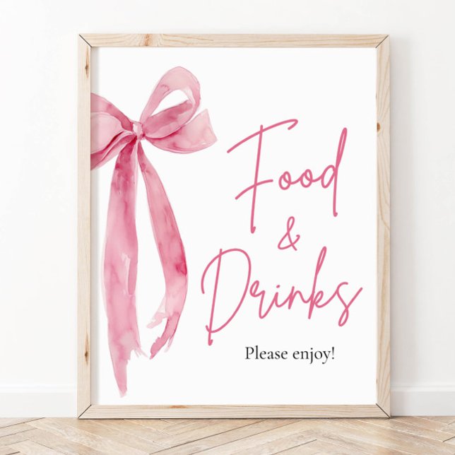 Elegant Modern Blush Pink Bow Food and Drinks Sign (Elegant Modern Blush Pink Bow Food and Drinks Sign)