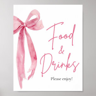 Elegant Modern Blush Pink Bow Food and Drinks Sign